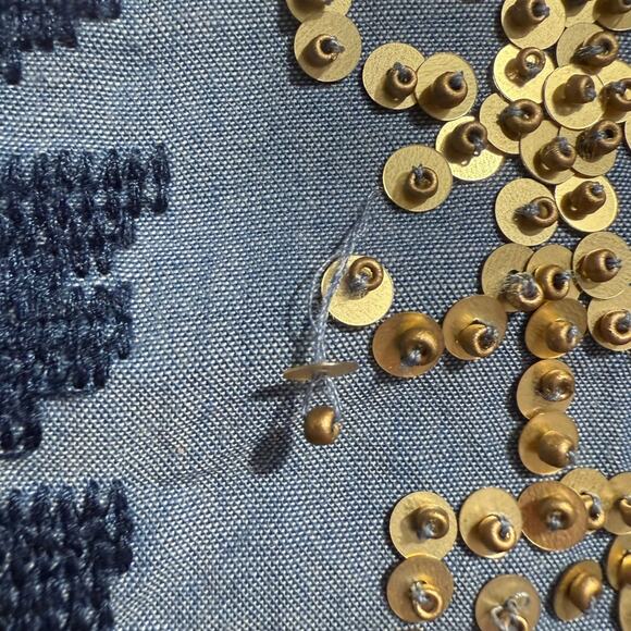 Raga Anthro Paityn Boho Chambray Tunic with emboidery and beaded sequins  large - Picture 8 of 8